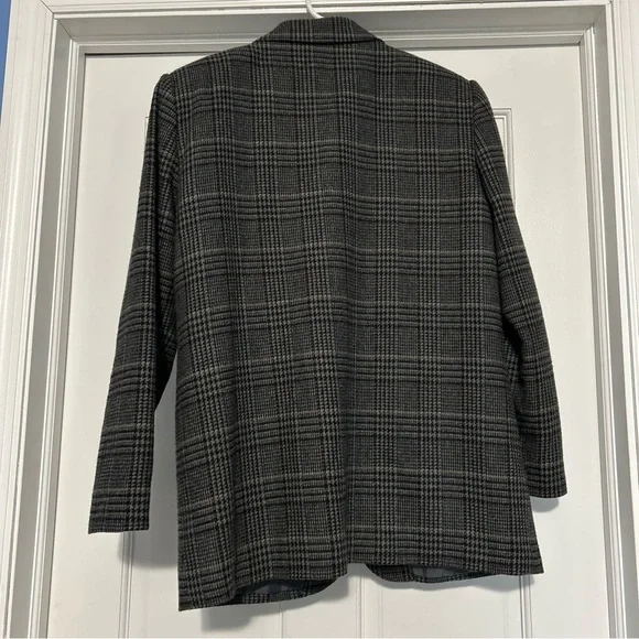 Sag Harbor women’s 8 gray plaid wool blazer jacket academia preppy fall winter - Picture 6 of 8